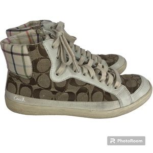 Coach Vintage Ellis Logo High Top Sneakers Size 8